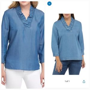 CROWN & IVY Ladies chambray shirt